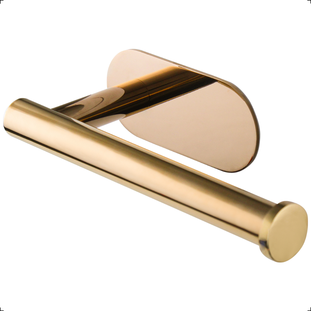 Porta Papel Higiênico Banheiro Rose Gold Inox 304 Ares Colante Lavabo Parede Sem Furos Luxo Moderno