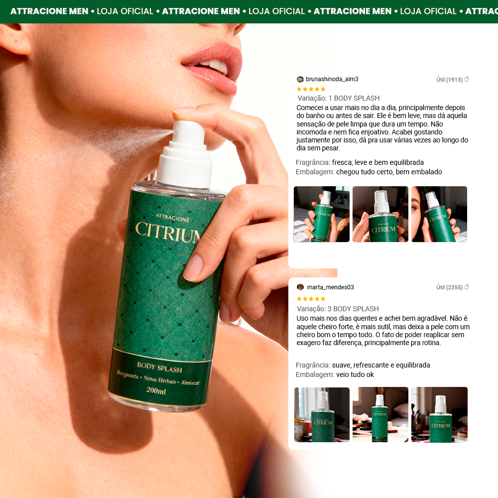Body Splash Citrium 200ml  – Fragrância Cítrica Refrescante, Leve e Ideal para o