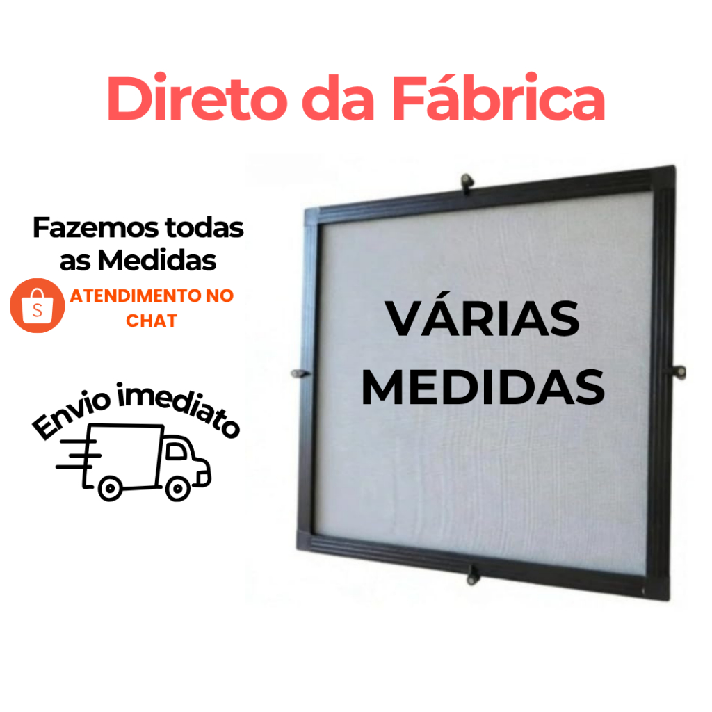 Kit Tela Mosquiteiro perfil de Alumínio Preto (várias medidas)