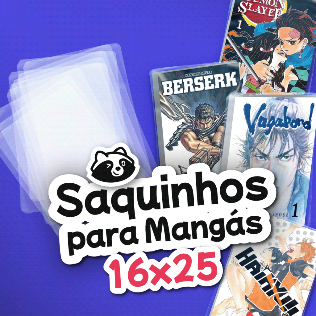 Saquinhos para Mangás e HQs 16x25 - Saquinhos de Polipropileno PP Mangá e HQ 25, 50 e 100 unidades