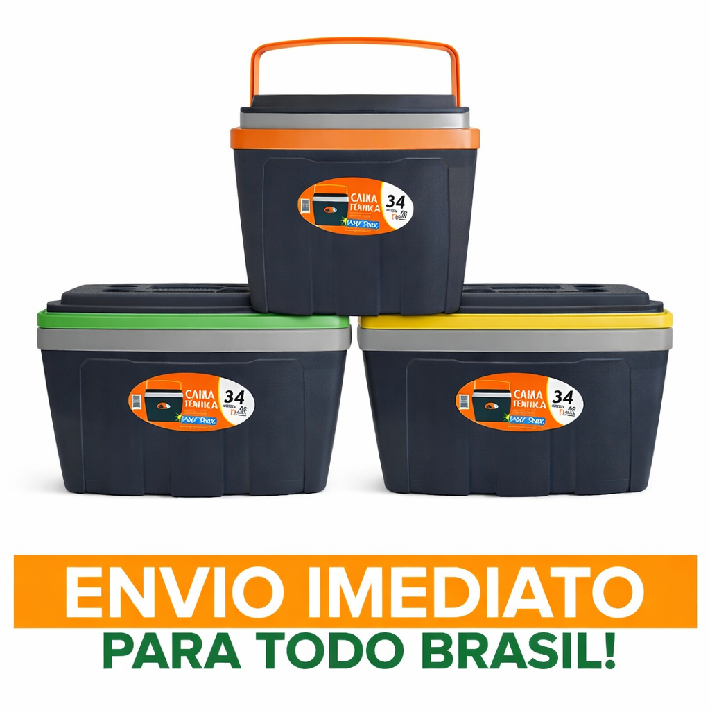 Caixa Térmica Antares Cooler 34 Litros cabem ate 48 latas Churrasco Bar Gela Pesca Camping Praia Duas Alças gelo