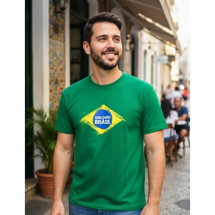 Camiseta Brasil Ore Pelo Brasil Bolsonaro Camisa Bandeira