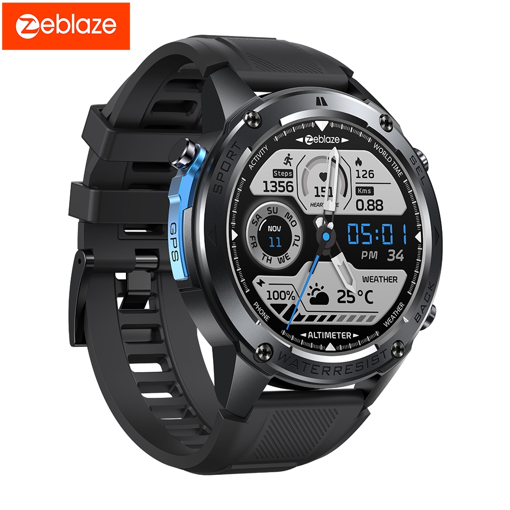 Zeblaze Stratos 2 Ultra Smartwatch com GPS Monitor de Frequência Cardíaca SpO2 e Resistência à água até 10 ATM