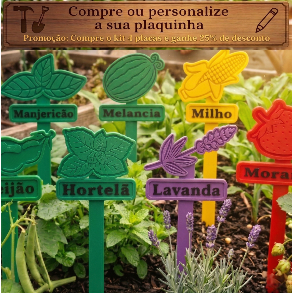Placas Horta Identificador Plantas Marcadores Jardim Etiquetas Plantas Personalizado Desconto 25%