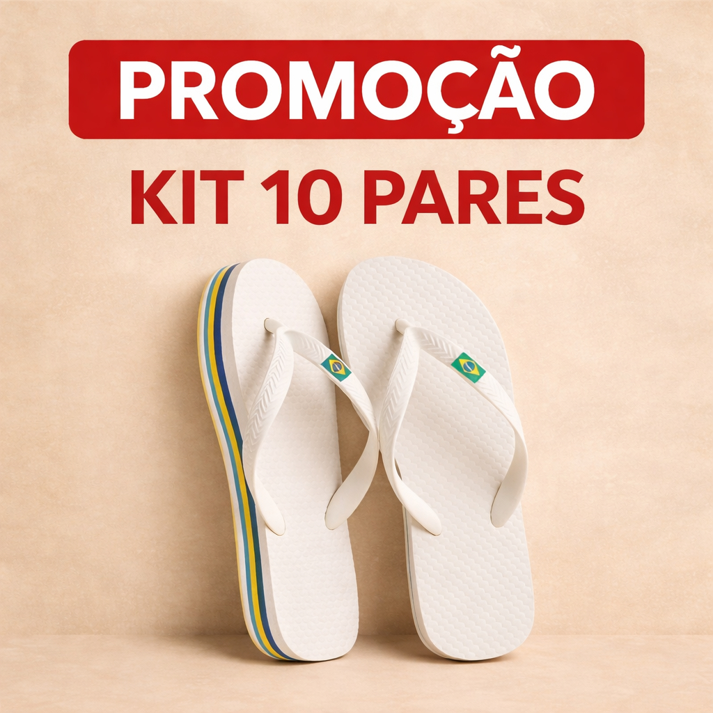 KIT 10 pares chinelos  bandeirinha MASCULINO e feminino de dedo. borracha, nao tem marca! em Oferta na Shopee
