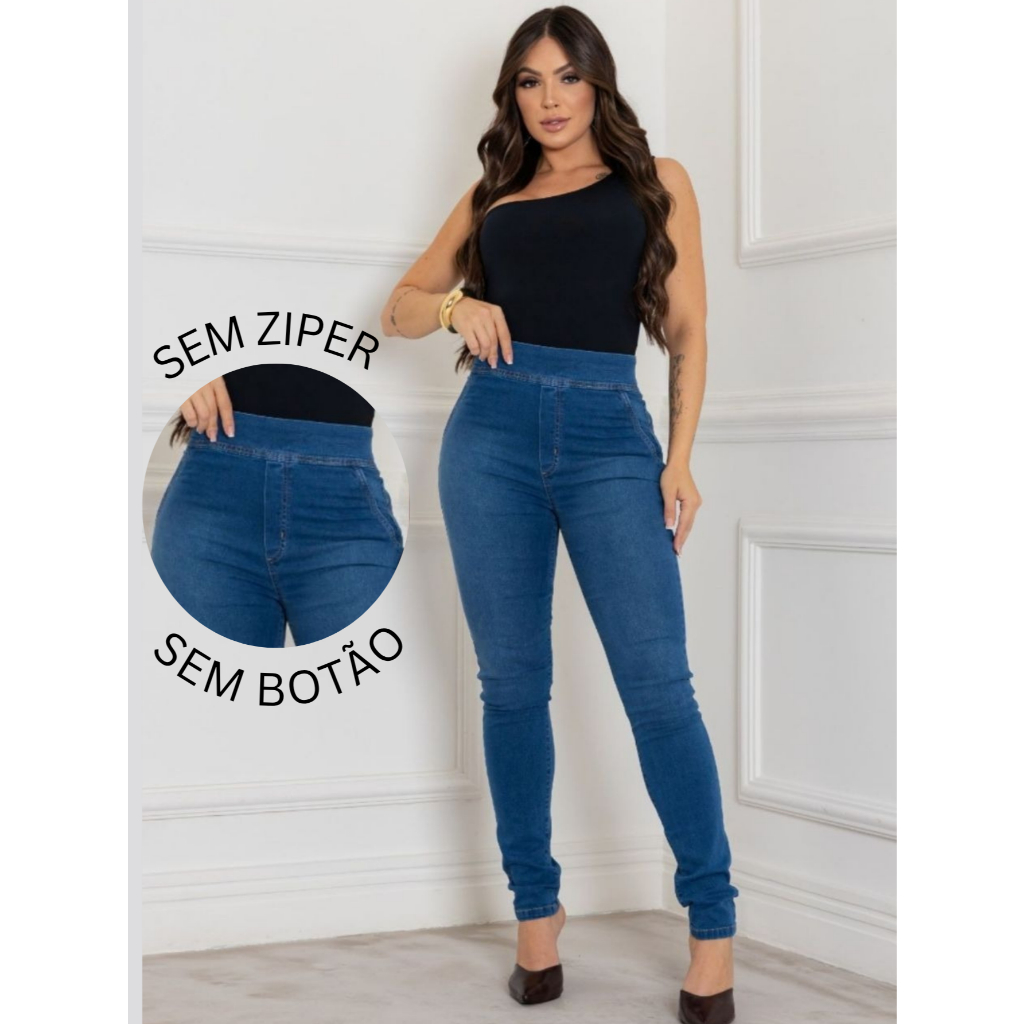 Calça Jeans Skinny com lycra Feminina de frio Empina Bumbum calça modeladora acinturada com bolso