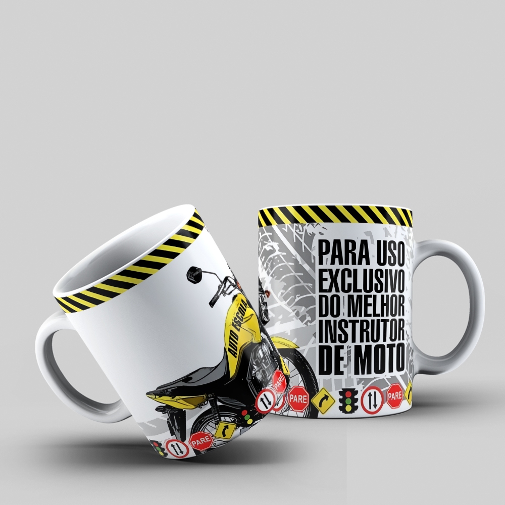 Caneca Melhor Instrutor de Moto Presente Criativo Autoescola 🏍️🚦🛑
