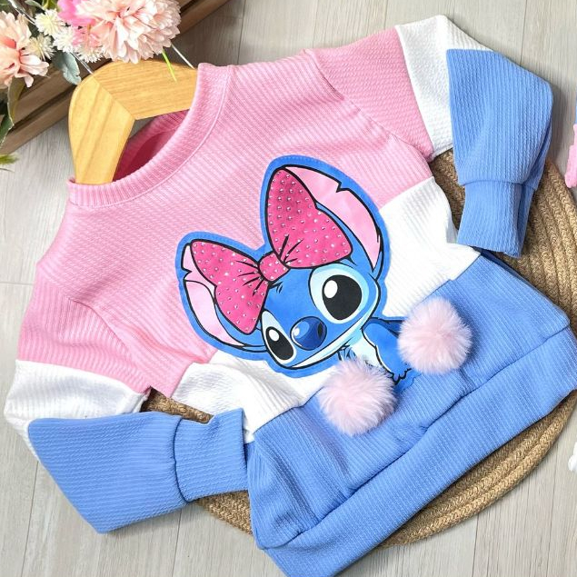 Moletom Infantil Canguru Sti-tch Casal Desenho Infância Tv Lilo Kids Blusa stitch