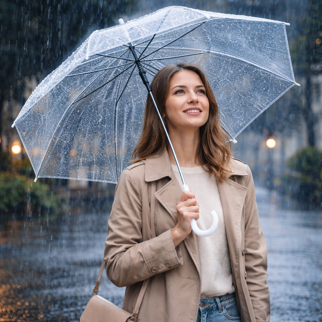 Guarda-Chuva AutomáticoTransparente Resistente Longo Anti Vento 8 Varetas