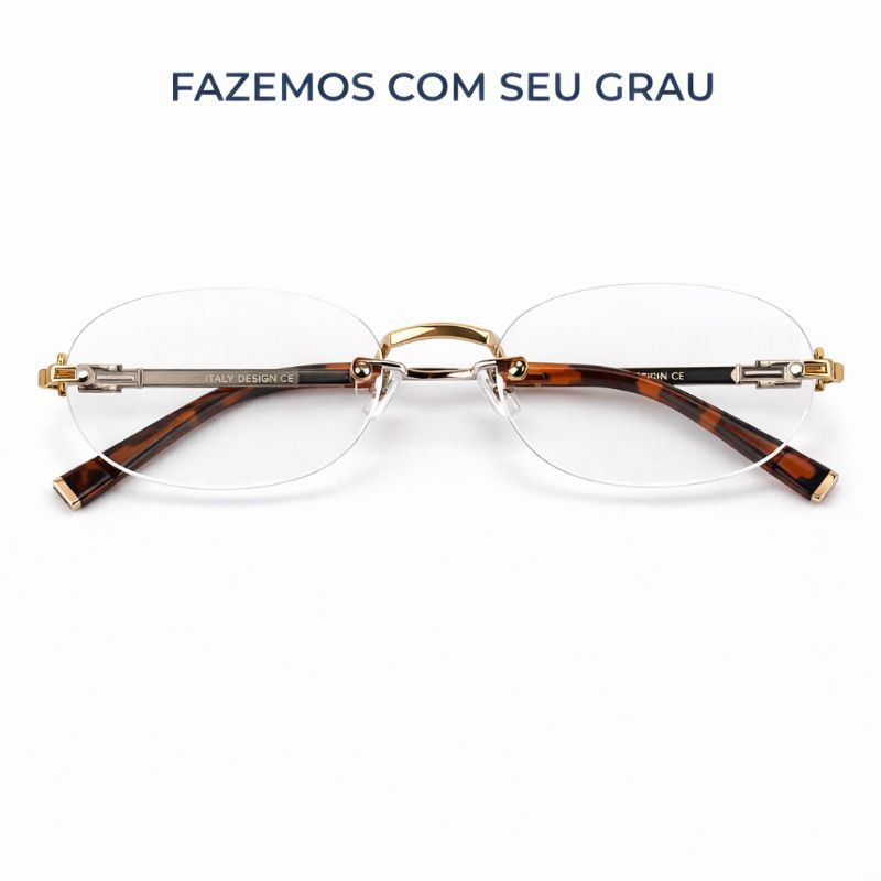 Óculos Sem Aro Feminino Dourado Premium Leve Elegante Confortável