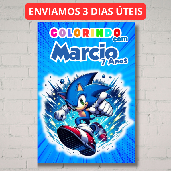 Livro de Colorir Personalizado Sonic - menino menina - Lembrancinha para aniversário - Livrinho de colorir