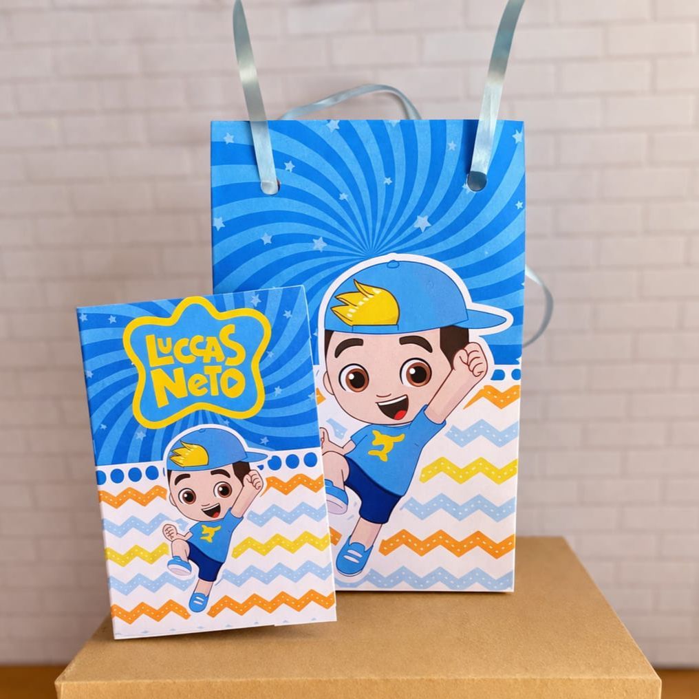 SACOLINHA PERSONALIZADA VERTICAL LUCCAS NETO, LEMBRANCINHA, MIMOS, FESTA, ANIVERSARIO, INFANTIL