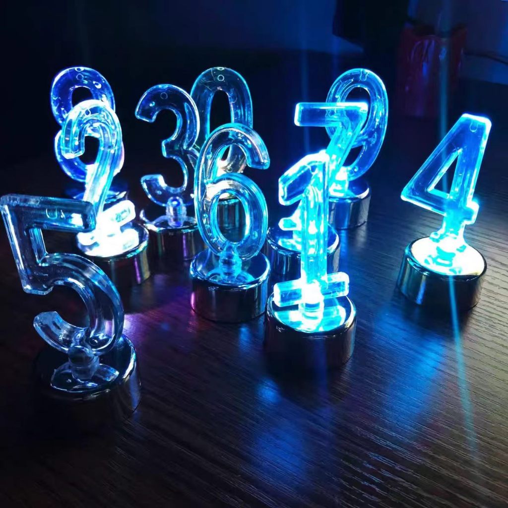 Vela LED Número para Aniversário, Luz Azul, Decoração de Bolo e Festa, Reutilizável e Segura