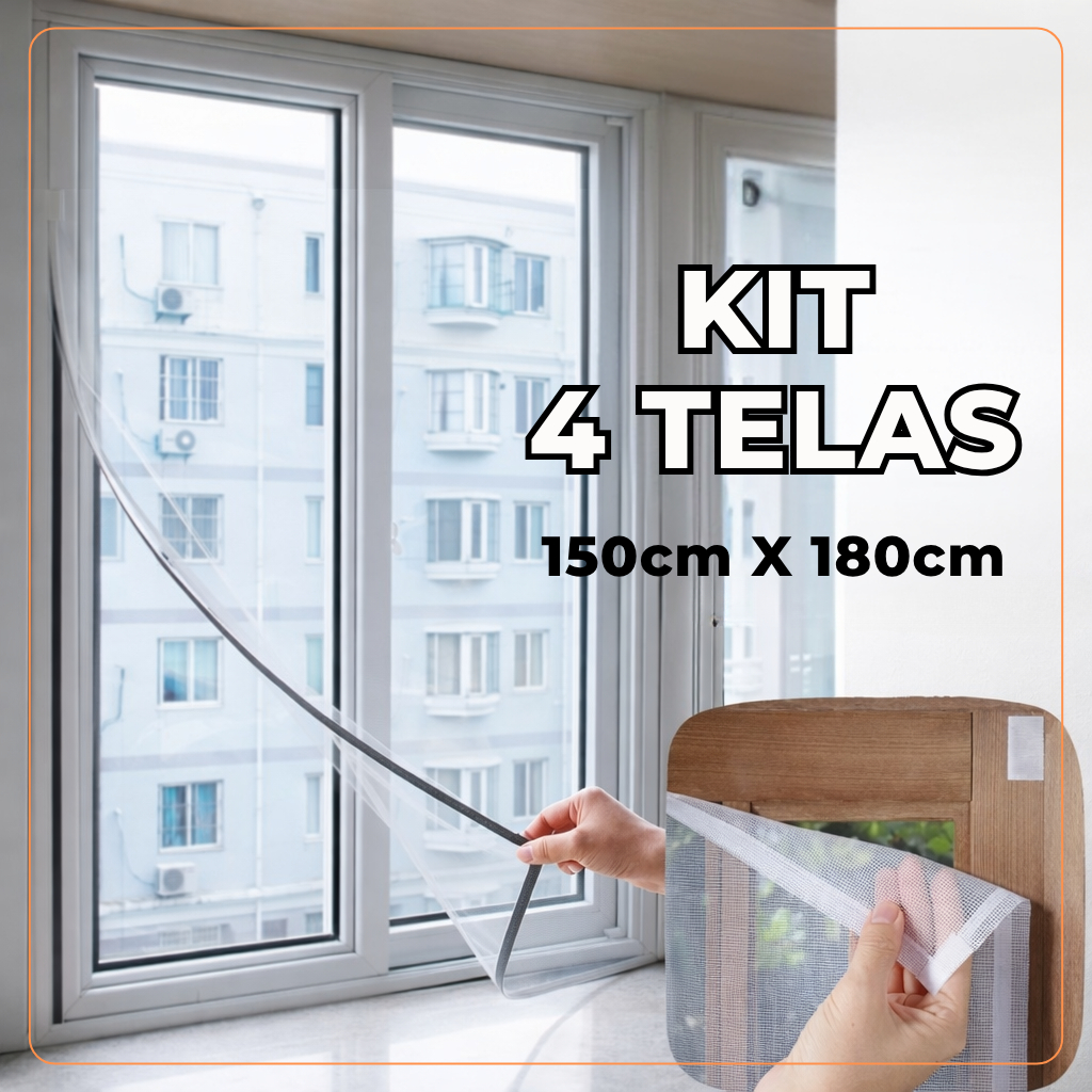 Tela Mosquiteiro Para Janela 1,5m x 1,8m Com Velcro Autocolante Proteção Contra Insetos Oferta