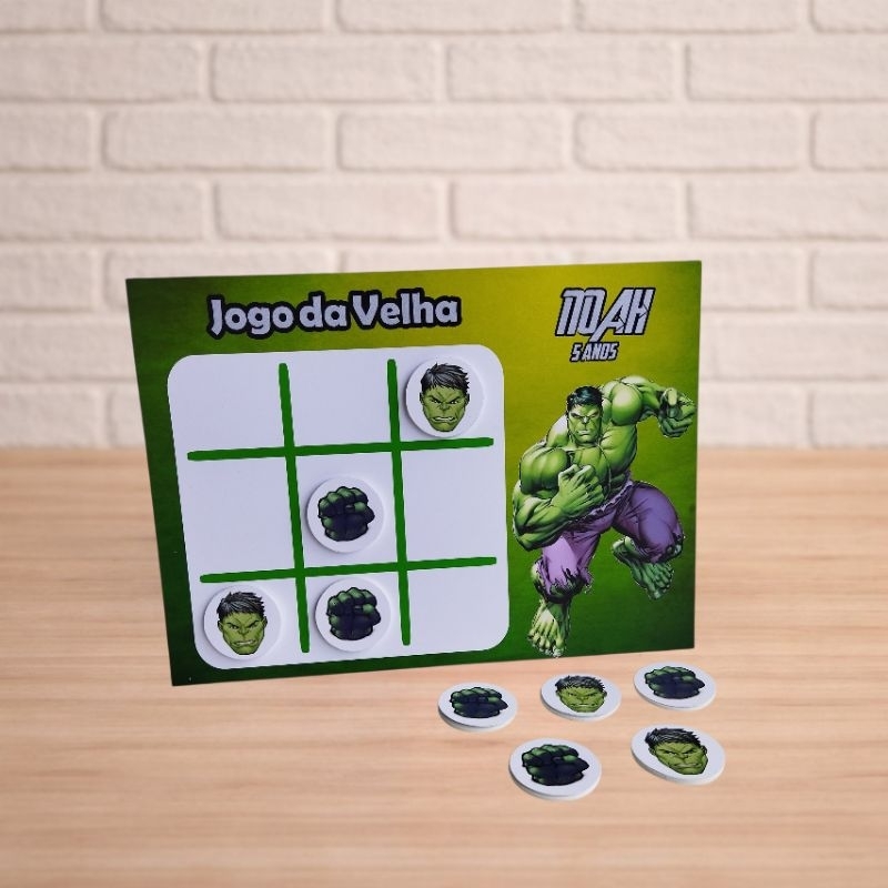 Jogo da velha - Lembrancinha de Aniversário Tema Hulk - Vingadores - Festa Infantil - Lembrancinha Personalizada