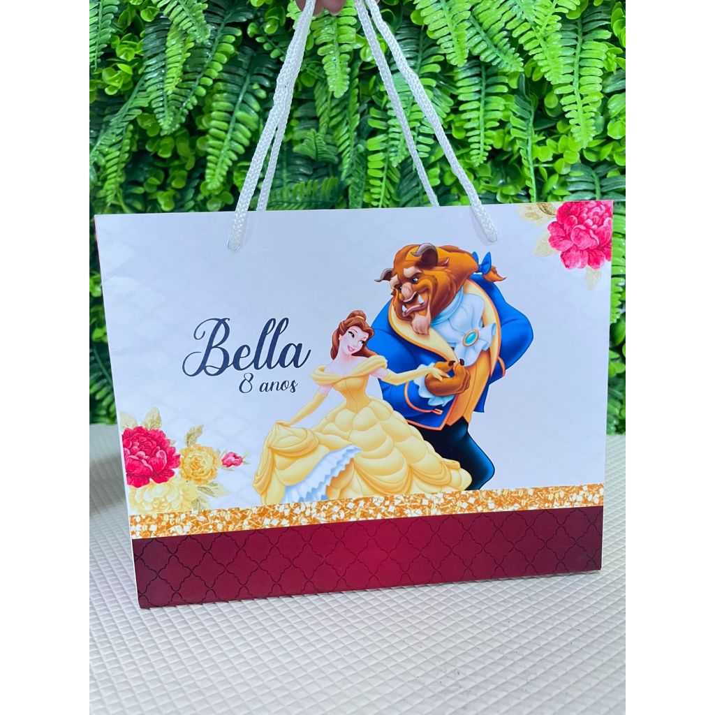 Kit 10 Até 30 Sacolas Personalizadas Bela e a Fera Princesas Pegue Monte Lembrancinha  Aniversário