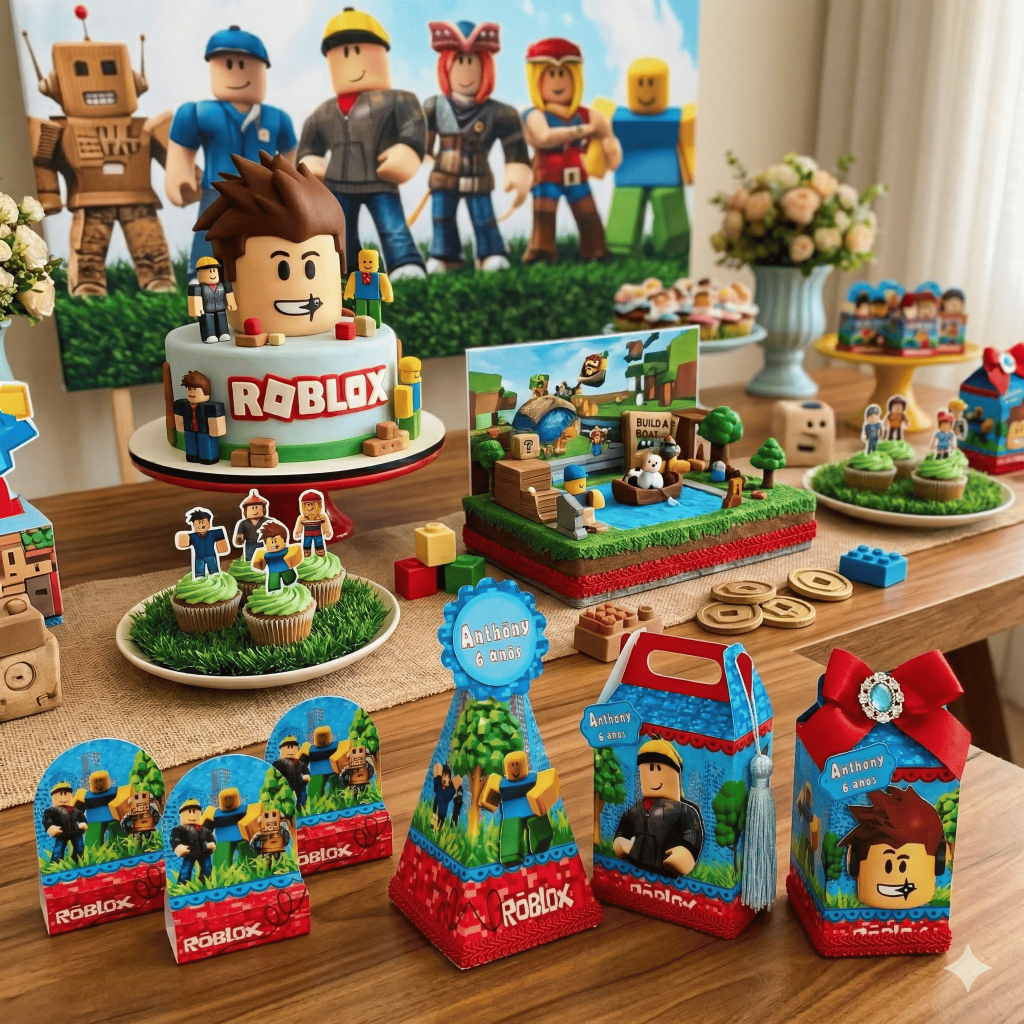 Kit Festa Roblox 40 Lembrancinhas Personalizadas Caixinha Aniversário Menino Papelaria Personalizado