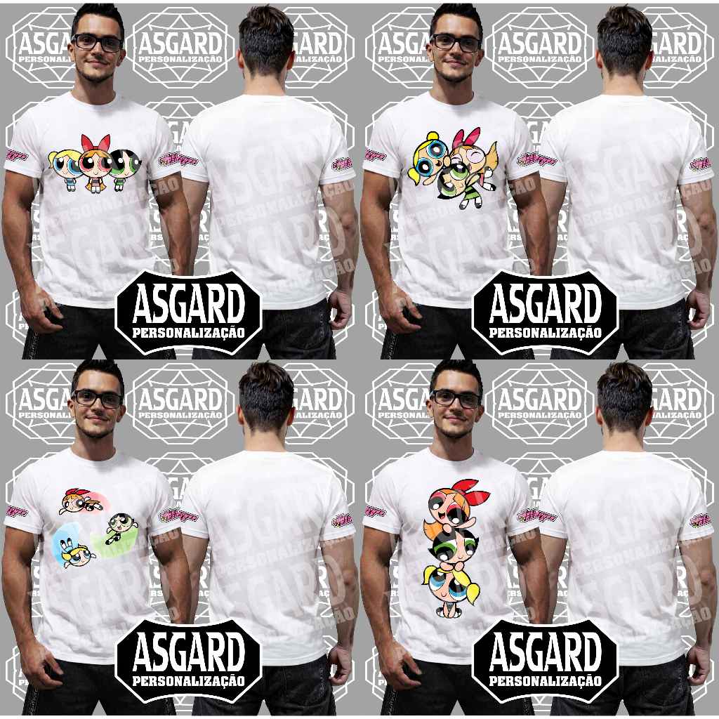 Camiseta Branca As Meninas Superpoderosas divertidas para crianças e adultos