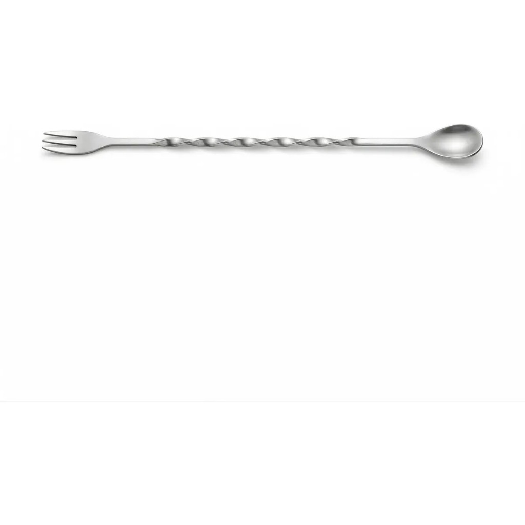 Colher Bailarina Inox 26cm Com Garfo Tridente para Bar Adegas Barman Premium