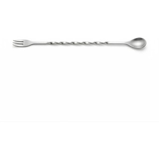 Colher Bailarina Inox 26cm Com Garfo Tridente para Bar Adegas Barman Premium