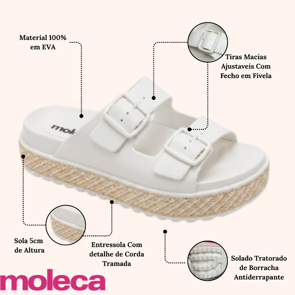 Birken Moleca 5577.200 Sandália Feminina Plataforma Confortável Antiderrapante