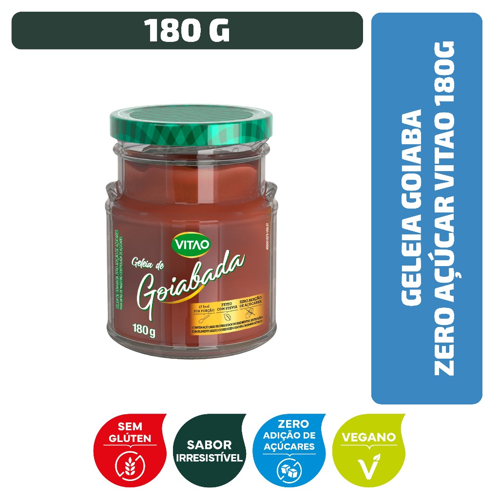 Geleia Goiaba Zero Açúcar Vegano Vitao 180 g