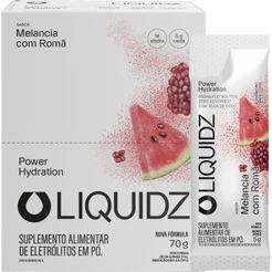 LIQUIDZ® - Eletrólitos Zero Açúcares - Sabor Melancia com Romã - Kit 1 Caixa - 14 sachês