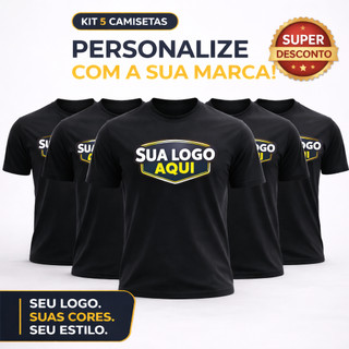 KIT-5 CAMISETAS C/ESTAMPAS PERSONALIZADAS UNISSEX 100%ALGODÃO SUA ART LOGO UNIFORME OU FOTO DESEJADA