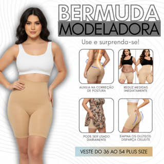 Short Cinta Modeladora 4 Barbatanas Aço -Alta Compressão Reduz Medidas -Não Enrola - Empina Bumbum em Oferta na Shopee