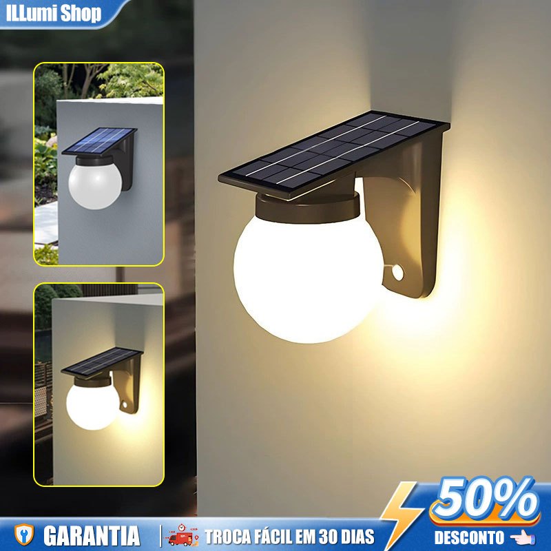 Luminária Solar De Parede Arandela Externa Iluminação Decoração Para Jardim Do Pátio
