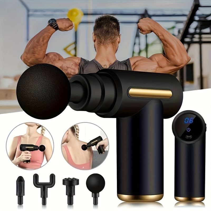 Pistola de Massagem de Alta Frequência Mini LCD de Seis Velocidades, Pistola de Fáscia Massageador Muscular