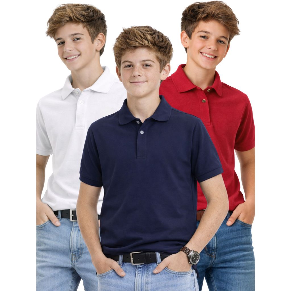 Camisa Polo Piquet Tecido Premium Gola Polo Infantil Juvenil Menino Masculina