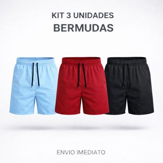 Kit 3 Unidades Shorts Masculinos Elastano Premium Confortável Para Academia, Treino, Dia a Dia em Oferta na Shopee
