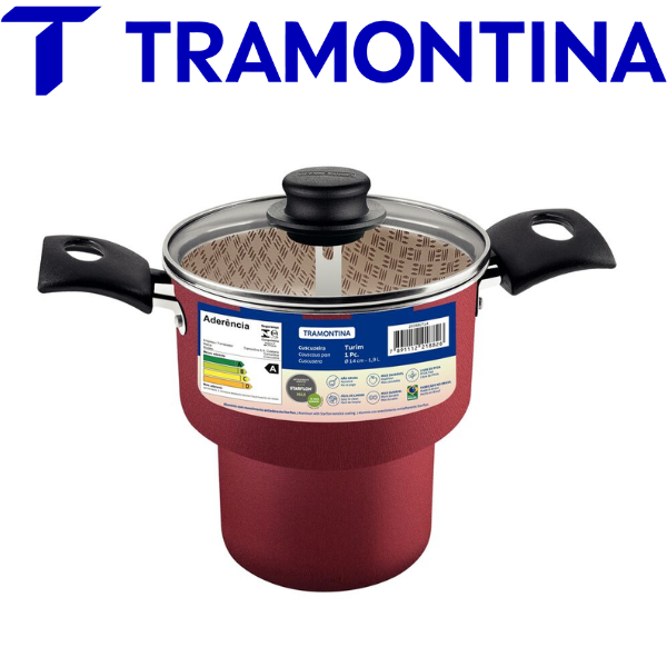 Cuscuzeira de Alumínio Tramontina Turim 14cm 1,9L Antiaderente