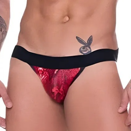 Cueca Jockstrap Vermelha Estampa Cobra.