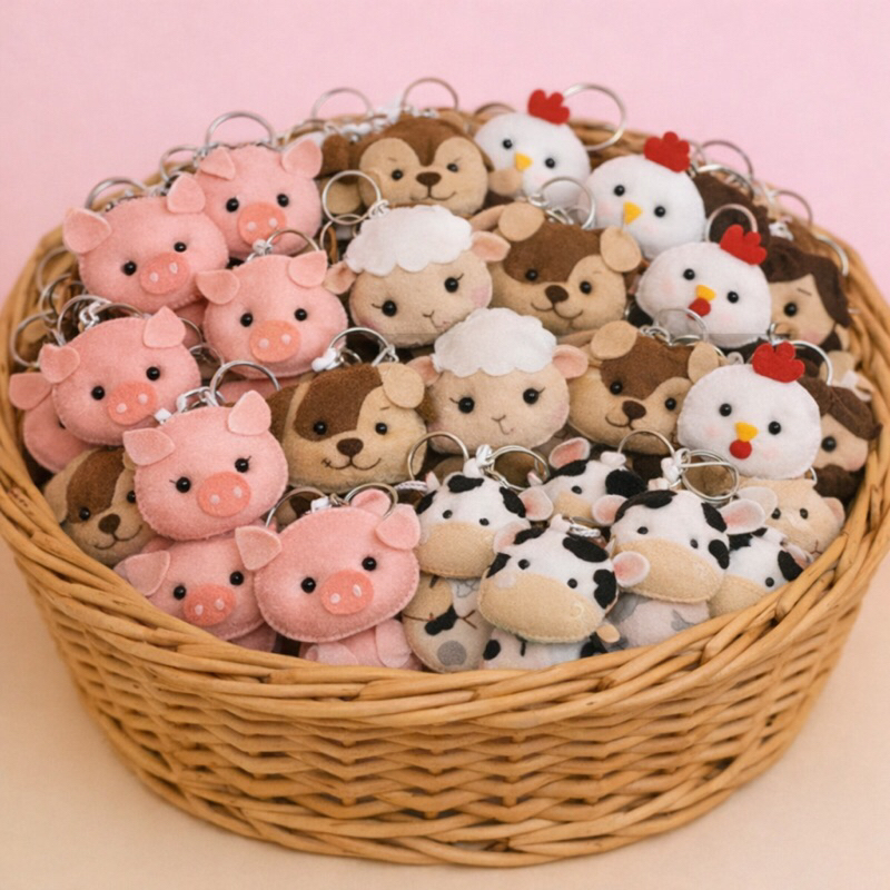 fazendinha chaveiros de feltro 25  peças 7cm