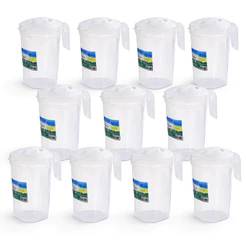 Kit Jarras De Suco Bebidas 1,8 Litros Plástica Transparente Com Tampa Fresta Eventos Resistente