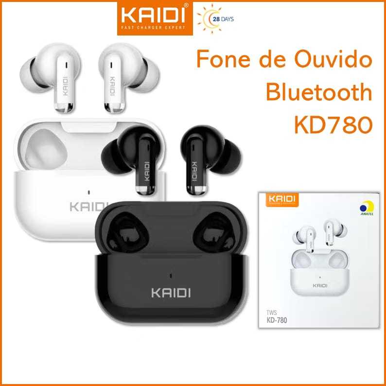 Fone de Ouvido Sem fio Bluetooth TWS Kaidi KD-780    Descrição:  Fone de Ouvido Sem fio Bluetooth TWS Kaidi KD-780 tem v