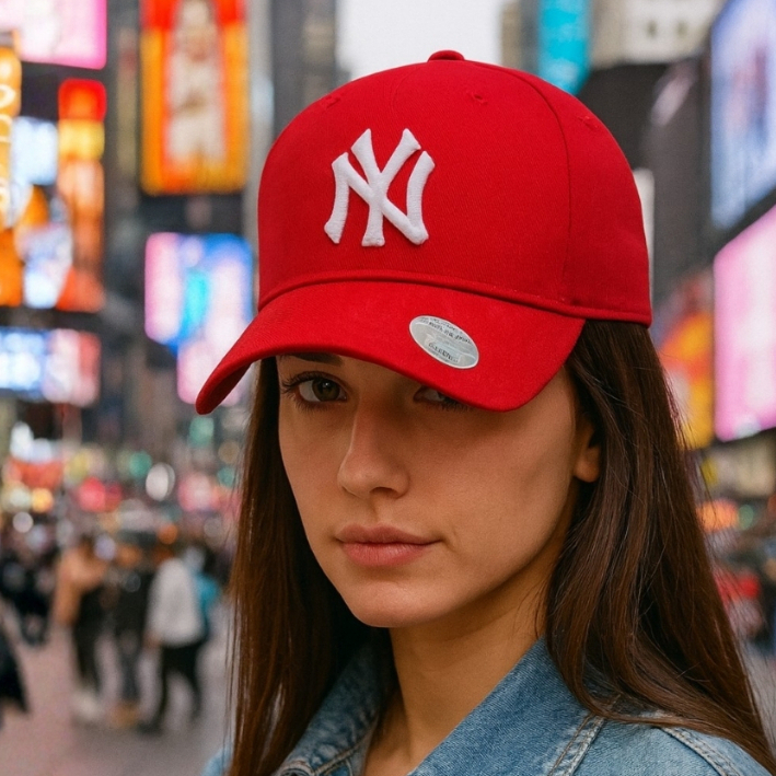 Boné Vermelho Aba Curva Unissex NY New York Premium | Ajustável, Bordado, Masculino e Feminino