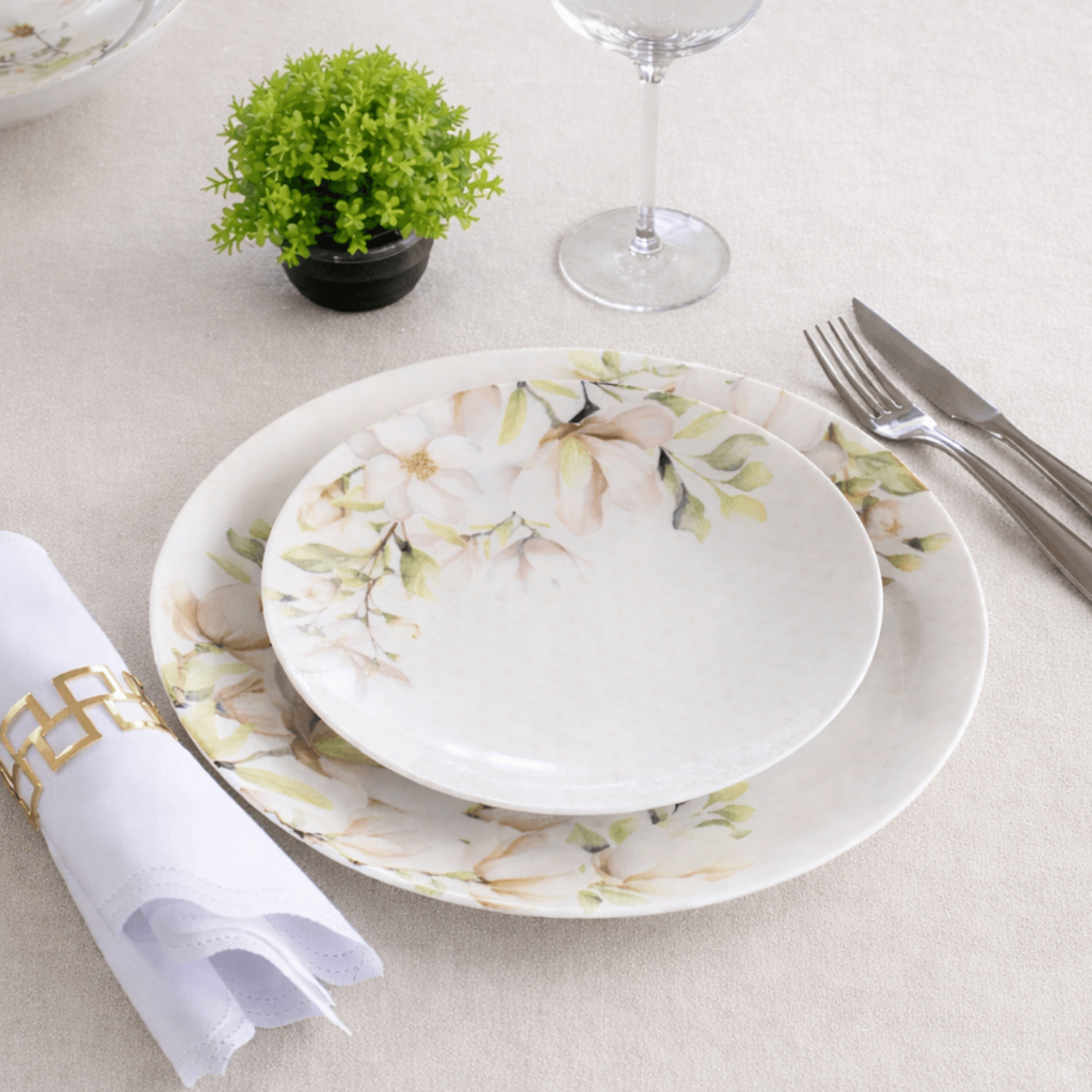Imagem Jogo de Pratos Jantar Magnólia Tramontina Porcelana Conjunto de Pratos Raso, Fundo e Sobremesa Kits