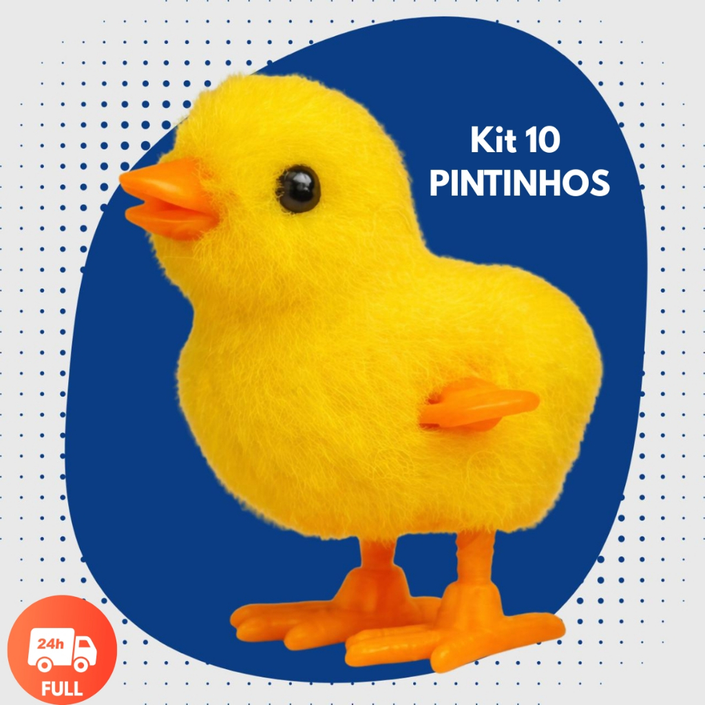 Kit 10 Pintinhos Amarelos Mecânicos a Corda Brinquedo Infantil Divertido para Festas