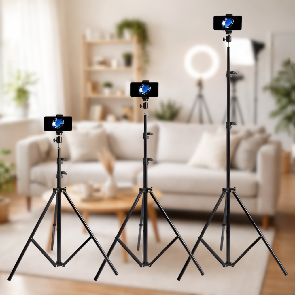 Kit Tripé Profissional 2.10m Suporte 360 Celular Ajustável Retrátil Para Vídeos TikTok  Instagram em Oferta na Shopee