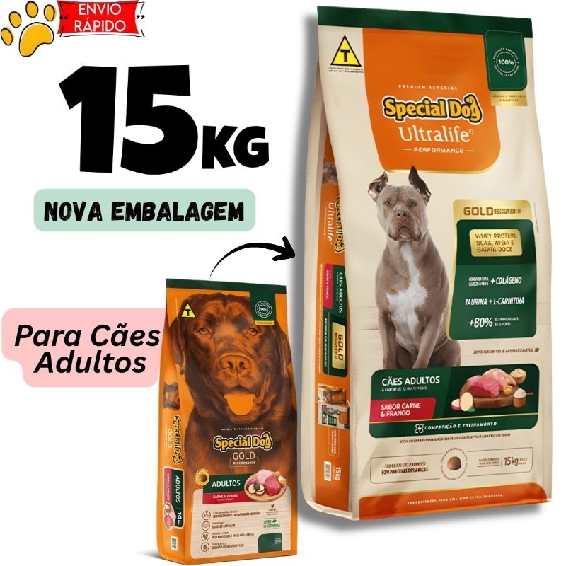 Ração Special Dog Gold Performance Carne e Frango com Batata Doce 15Kg