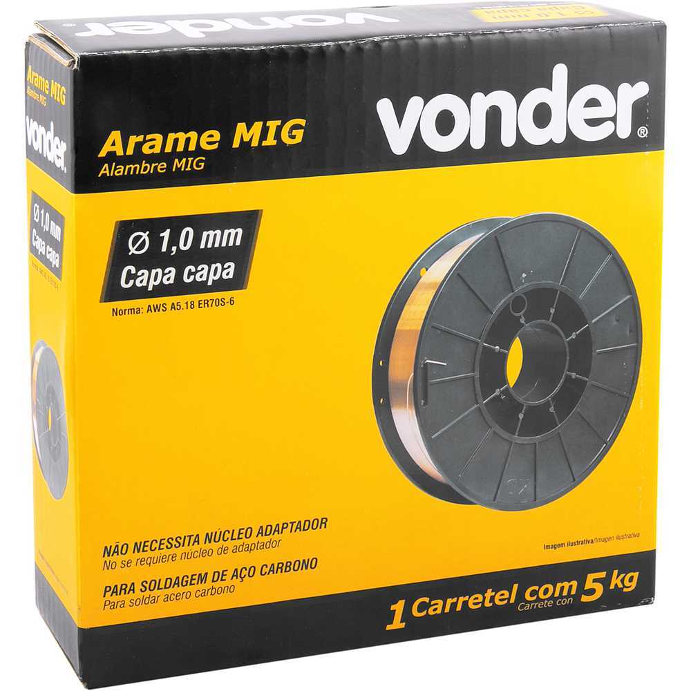 Arame MIG MAG 1,0mm Vonder 5kg ER70S-6 Aço Carbono Profissional Soldagem