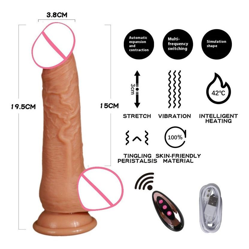 Vibrador Dildo RalisticoRetrátil Sem Fio Com Controle Remoto Sexual. 10.5*7.5*22cm