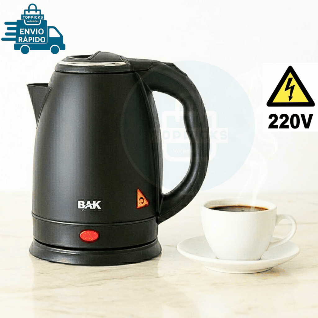 Chaleira Elétrica de Inox 220V Preto Fosco Jarra Elétrica Base Giratória Desligamento Automático