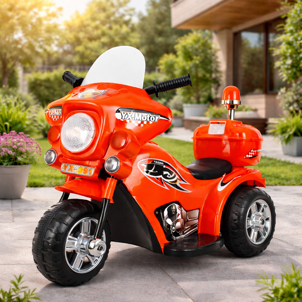 Moto Motinha Elétrica Infantil Com Som Luz Sirene Retrovisor Baú Várias Cores