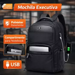 Mochila Executiva Masculina Primicia Premium Notebook USB 15.6 Resistente Acolchoada Design Moderno