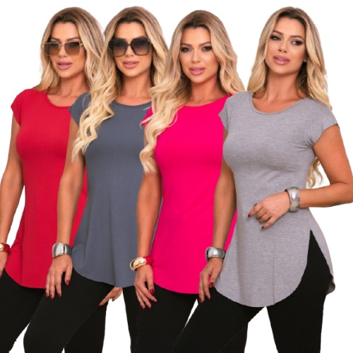 KIT  4 BLUSAS FEMININA LONG TAPA BUMBUM REF 65 vest legging cobre leg