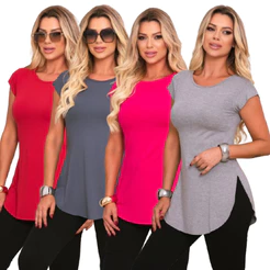 KIT 4 BLUSAS FEMININA LONG TAPA BUMBUM REF 65 vest legging cobre leg